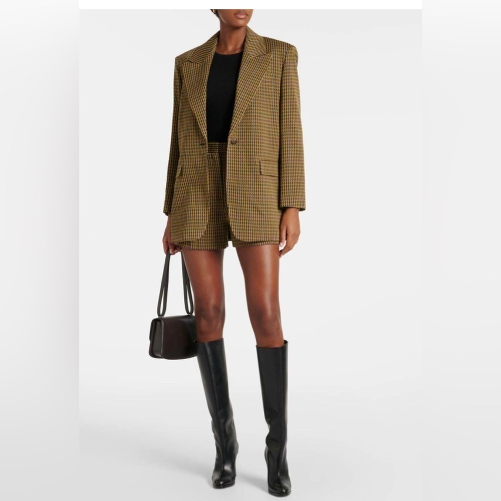 Max Mara women houndstooth 100% wool blazer jacket
